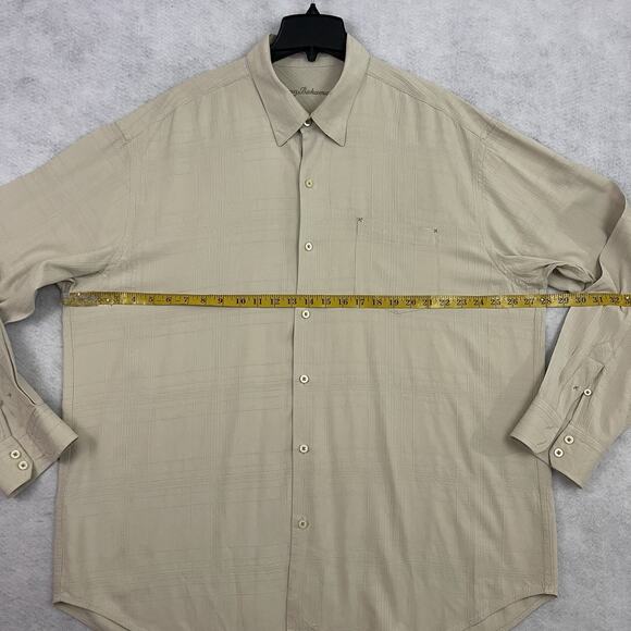 Tommy Bahama Shirt Mens XXL Beige 100% Silk Long Sleeve Button Up - Picture 5 of 15
